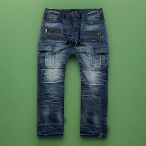 Cult Of Individuality Greaser Cargo Jeans Men 38x34 Japanese Selvedge Button Fly